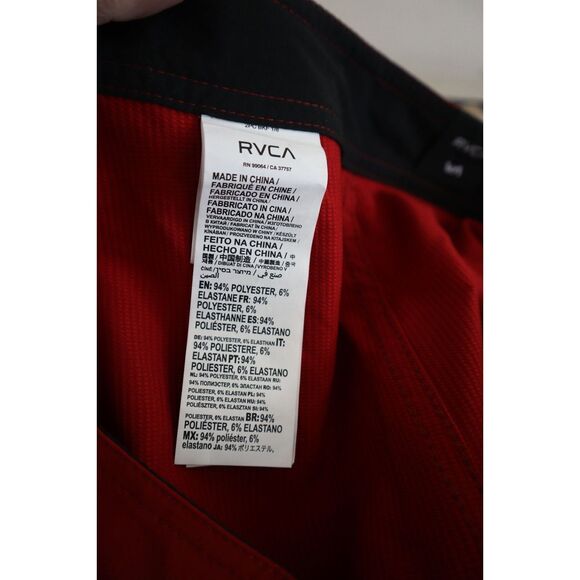 RVCA AVYBS00193 Men's Sz 38 Cardinal Red Dobby 4-Way Stretch 19" Boardshorts - Picture 8 of 9